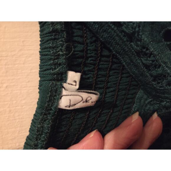 Women's Dark Green Maxi Dress with Lace Bodice - Picture 7 of 10